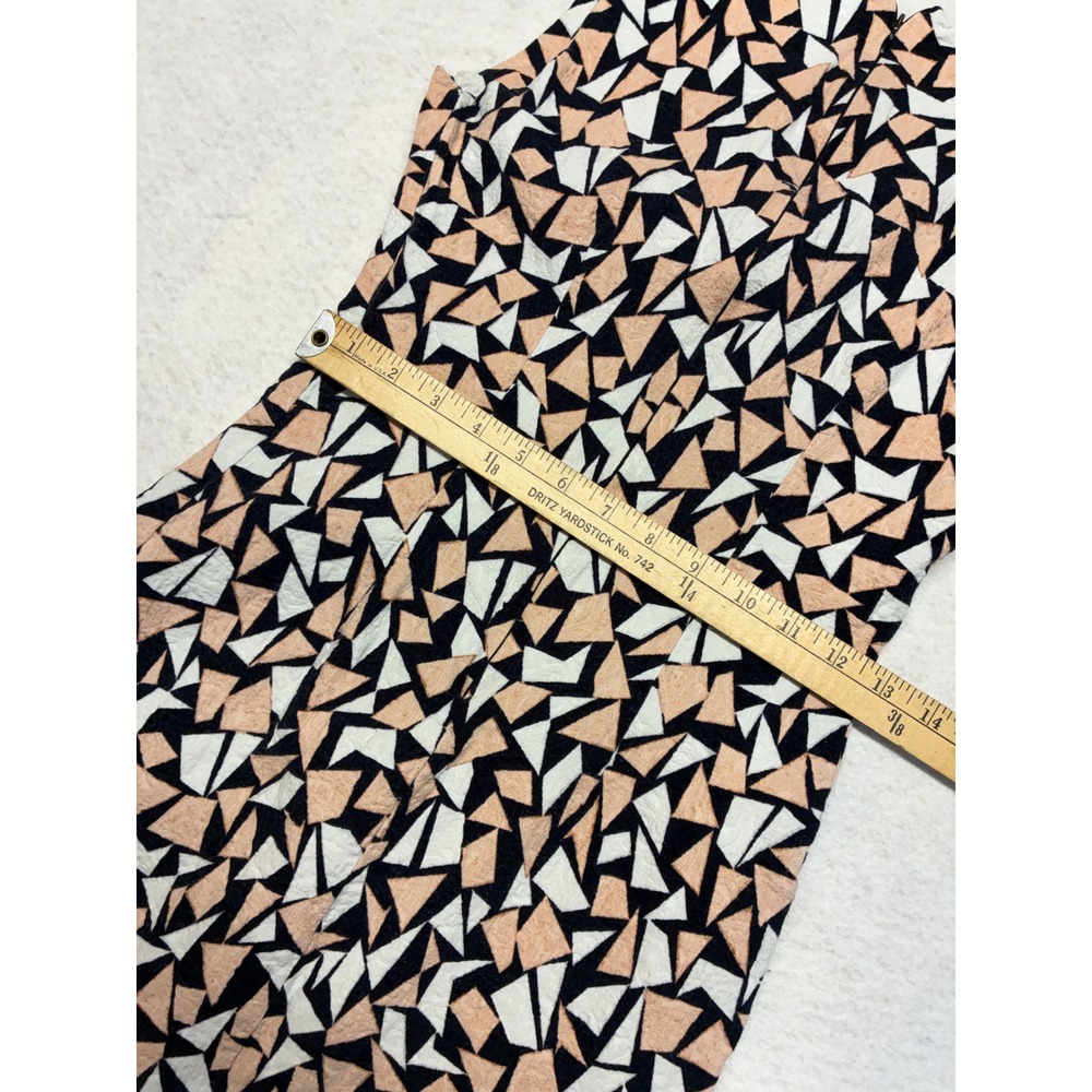 Blanc Sleeveless Preppy Sheath Dress Geometric Mod Retro Mosaic Textured Small - Picture 4 of 10